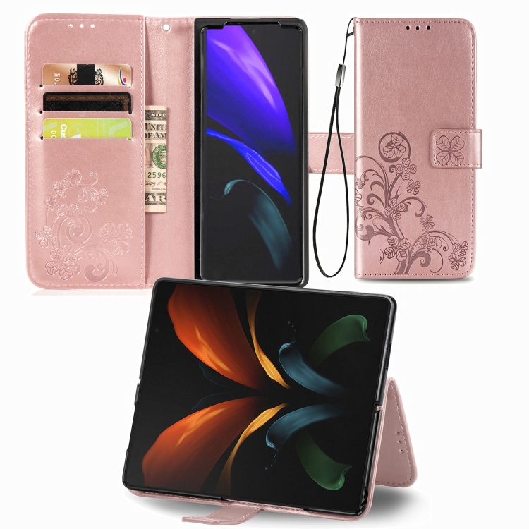 For Samsung Galaxy Z Fold4 Four-leaf Clasp Embossed Buckle Leather Phone Case(Rose Gold)
For Samsung Galaxy Z Fold4 Four-leaf Clasp Embossed Buckle Leather Phone Case(Rose Gold)