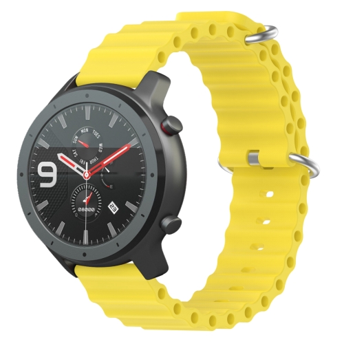 

For Amazfit GTR 47mm 22mm Ocean Style Silicone Solid Color Watch Band(Yellow)