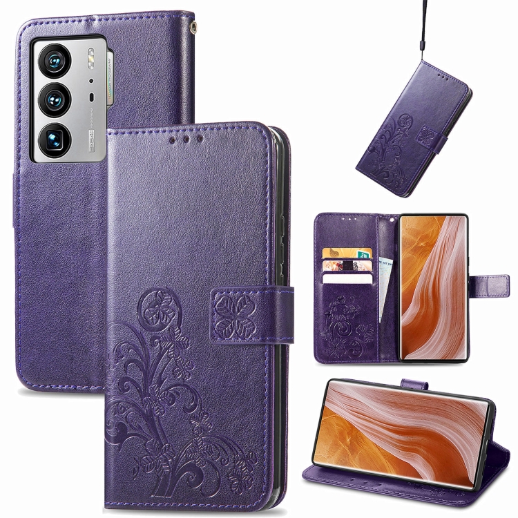 For ZTE Axon 40 Ultra Four-leaf Clasp Embossed Buckle Leather Phone Case(Purple)
For ZTE Axon 40 Ultra Four-leaf Clasp Embossed Buckle Leather Phone Case(Purple)