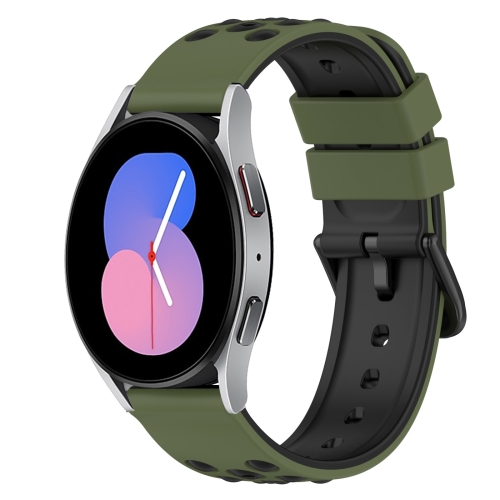 

For Samsung Galaxy Watch 46mm 22mm Two-Color Porous Silicone Watch Band(Army Green + Black)