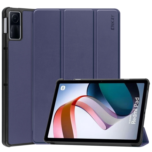 

For Xiaomi Redmi Pad 10.61 inch ENKAY Tri-fold Custer Texture Leather Stand Smart Case(Dark Blue)