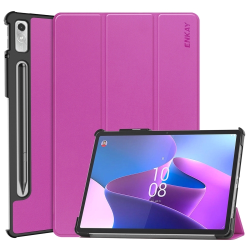 

For Lenovo Tab P11 Pro Gen2 11.2 inch 2022 ENKAY Tri-fold Custer Texture Leather Stand Smart Case(Purple)