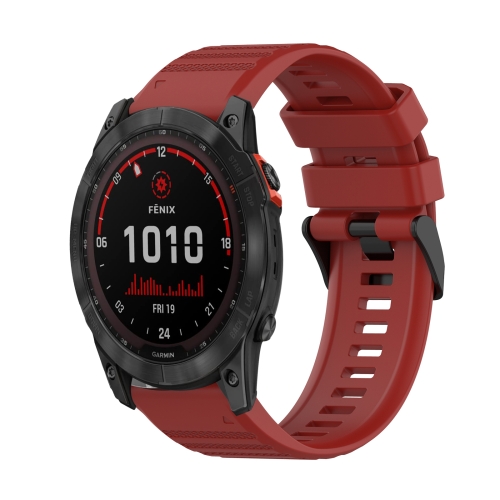 

For Garmin Fenix 7X Solar 26mm Horizontal Texture Silicone Watch Band with Removal Tool(Red)
