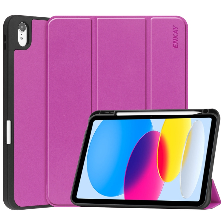 For iPad 10th Gen 10.9 2022 ENKAY TPU Back Cover Smart Leather Stand Tablet Case with Pen Slot(Purple)
For iPad 10th Gen 10.9 2022 ENKAY TPU Back Cover Smart Leather Stand Tablet Case with Pen Slot(Purple)