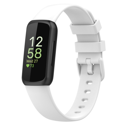 

For Fitbit Inspire 3 Solid Color Silicone Watch Band, Size:L(White)