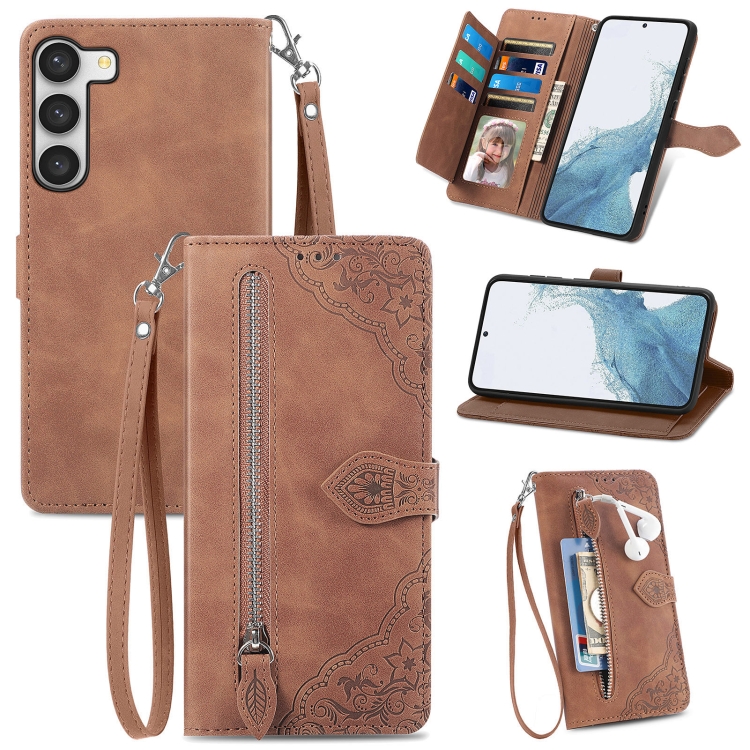 For Samsung Galaxy S23 Ultra 5G Embossed Flower Zipper Leather Phone Case(Brown)
For Samsung Galaxy S23 Ultra 5G Embossed Flower Zipper Leather Phone Case(Brown)