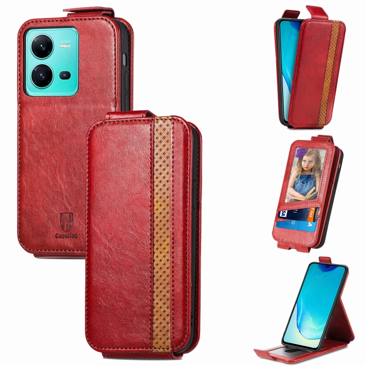For vivo V25 Splicing Wallet Card Holder Vertical Flip Leather Phone Case(Red)
For vivo V25 Splicing Wallet Card Holder Vertical Flip Leather Phone Case(Red)