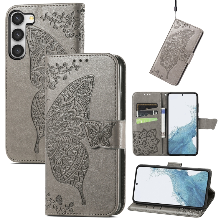 For Samsung Galaxy S23+ 5G Butterfly Love Flower Embossed Leather Phone Case(Gray)
For Samsung Galaxy S23+ 5G Butterfly Love Flower Embossed Leather Phone Case(Gray)