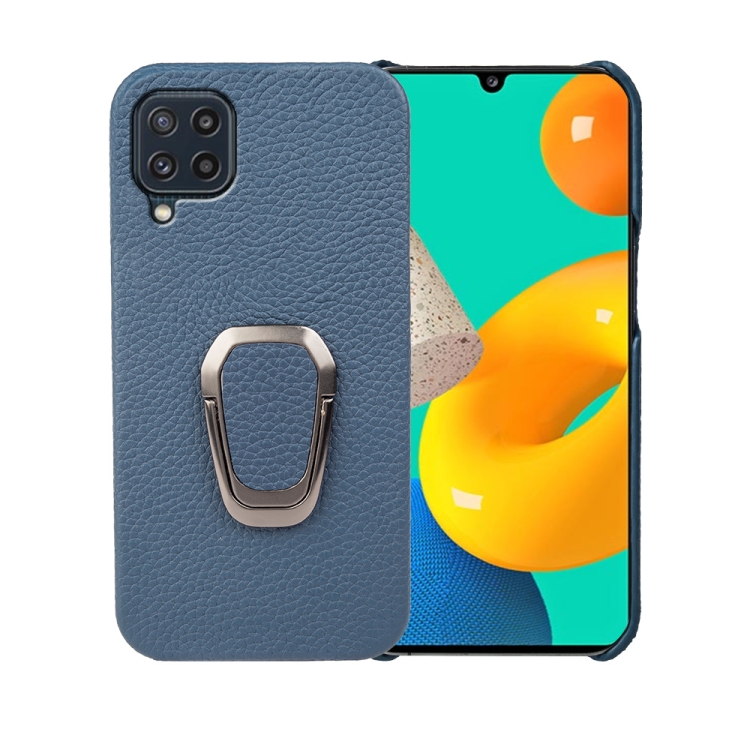 For Samsung Galaxy M32 Ring Holder Litchi Texture Genuine Leather Phone Case(Blue)
For Samsung Galaxy M32 Ring Holder Litchi Texture Genuine Leather Phone Case(Blue)