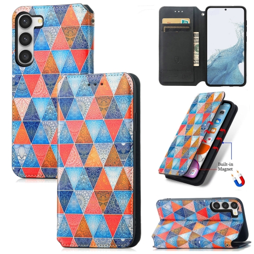 

For Samsung Galaxy S23+ 5G CaseNeo Colorful Magnetic Leather Phone Case(Rhombus Mandala)