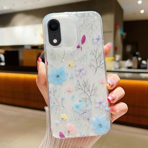 

For iPhone XR Fresh Small Floral Epoxy TPU Phone Case(D05 Blue Floral)
