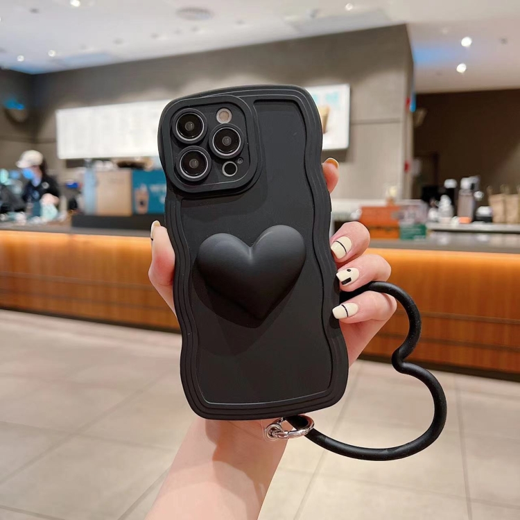 For iPhone 13 Pro 3D Heart Skin-Feel Silicone Phone Case with Wristband(Black)
For iPhone 13 Pro 3D Heart Skin-Feel Silicone Phone Case with Wristband(Black)