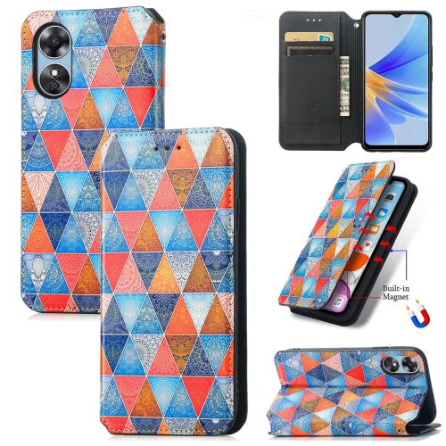 

For OPPO A17 CaseNeo Colorful Magnetic Leather Phone Case(Rhombus Mandala)