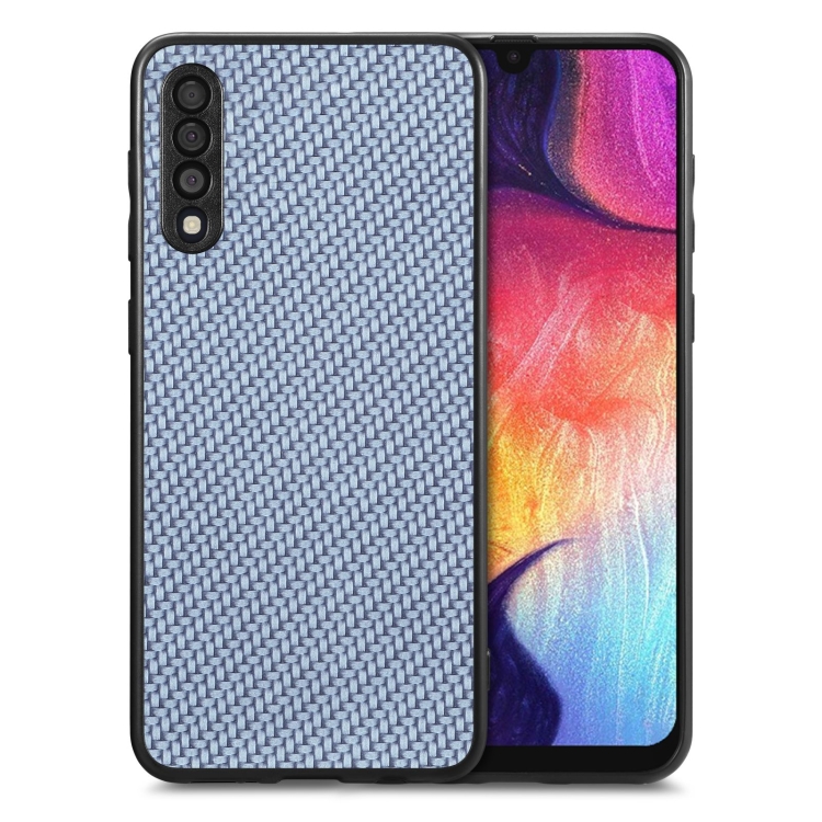 For Samsung Galaxy A50 Carbon Fiber Texture Leather Back Cover Phone Case(Blue)
For Samsung Galaxy A50 Carbon Fiber Texture Leather Back Cover Phone Case(Blue)