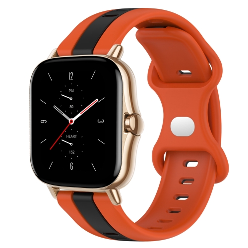 

For Amazfit GTS 2 20mm Butterfly Buckle Two-Color Silicone Watch Band(Orange+Black)