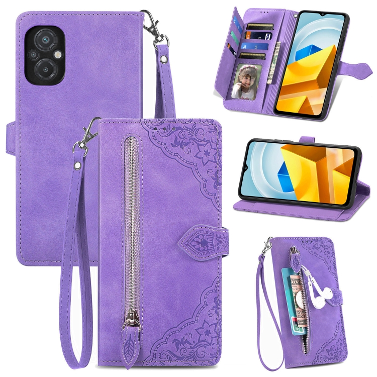 For Xiaomi Poco M5 Embossed Flower Shockproof Leather Phone Case(Purple)
For Xiaomi Poco M5 Embossed Flower Shockproof Leather Phone Case(Purple)