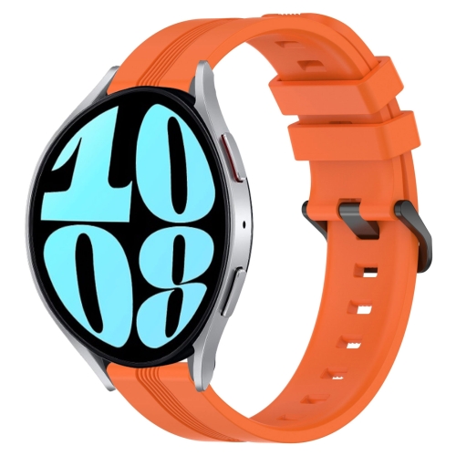 

For Samsung Galaxy Watch 6 44mm 20mm Concave Striped Slicone Watch Band(Orange)