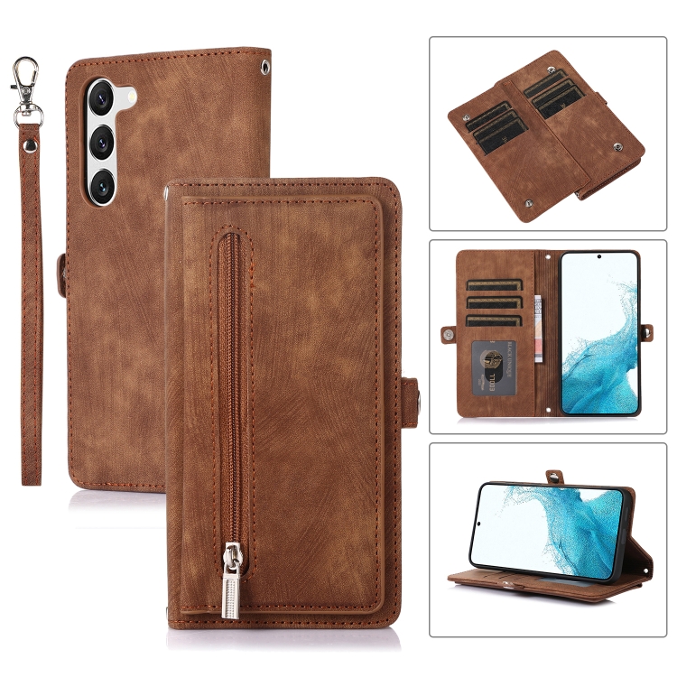 For Samsung Galaxy S23+ 5G Zipper Card Slot Buckle Wallet Leather Phone Case(Brown)
For Samsung Galaxy S23+ 5G Zipper Card Slot Buckle Wallet Leather Phone Case(Brown)