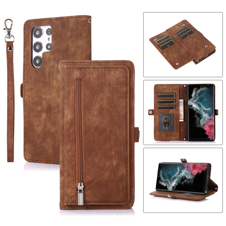 For Samsung Galaxy S22 Ultra 5G Zipper Card Slot Buckle Wallet Leather Phone Case(Brown)
For Samsung Galaxy S22 Ultra 5G Zipper Card Slot Buckle Wallet Leather Phone Case(Brown)