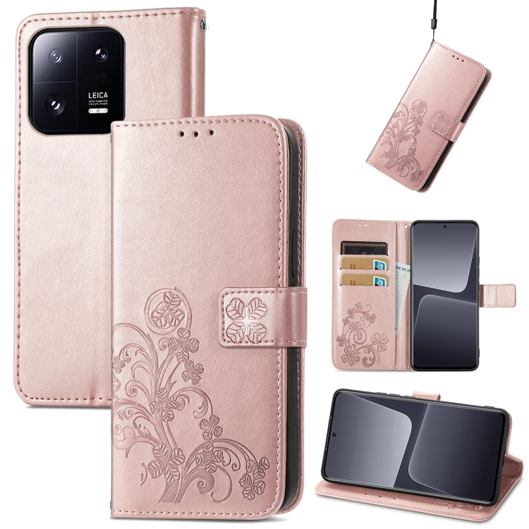 For Xiaomi 13 Pro Four-leaf Clasp Embossed Buckle Leather Phone Case(Rose Gold)
For Xiaomi 13 Pro Four-leaf Clasp Embossed Buckle Leather Phone Case(Rose Gold)