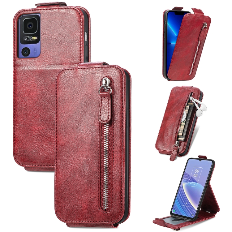 For TCL 40 SE Zipper Wallet Vertical Flip Leather Phone Case(Red) 
For TCL 40 SE Zipper Wallet Vertical Flip Leather Phone Case(Red)