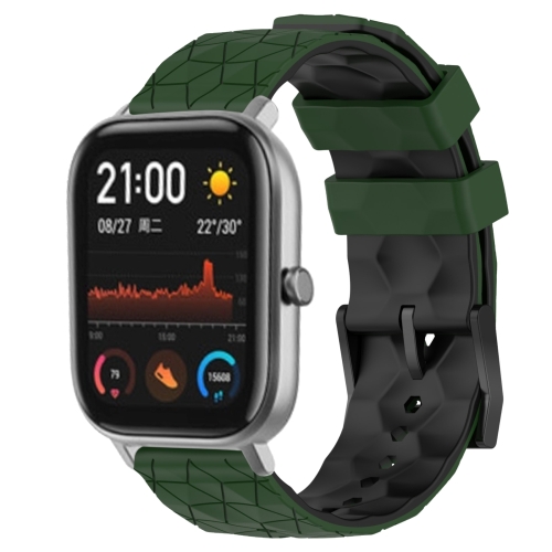 

For Amazfit GTS 20mm Football Texture Two-Color Silicone Watch Band(Armygreen+Black)