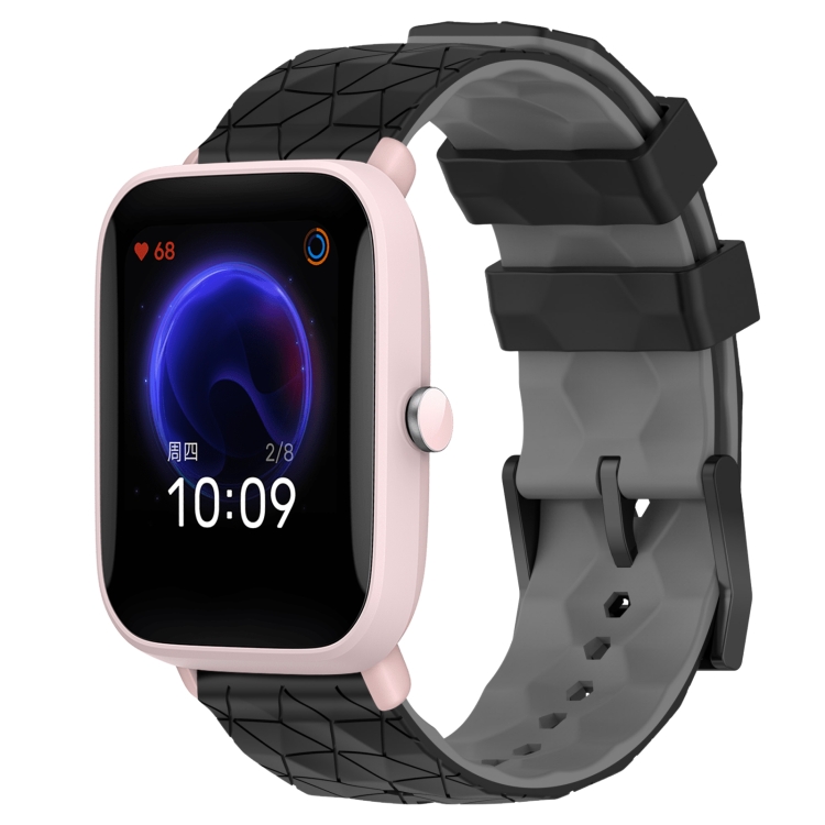 For Amazfit Pop Pro 20mm Football Texture Two-Color Silicone Watch Band(Black+Grey)
For Amazfit Pop Pro 20mm Football Texture Two-Color Silicone Watch Band(Black+Grey)