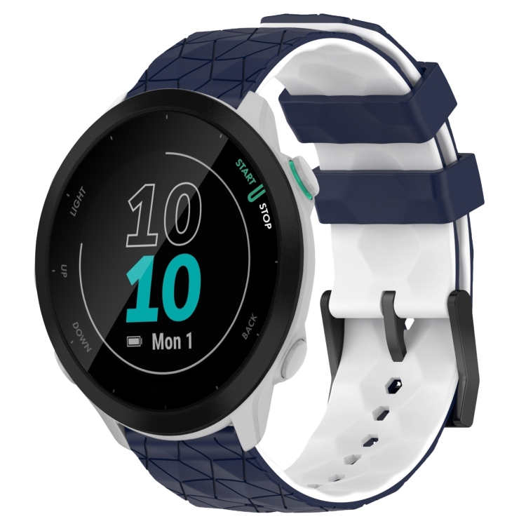 For Garmin Forerunner 55 20mm Football Pattern Two-Color Silicone Watch Band(Midnight Blue + White)
For Garmin Forerunner 55 20mm Football Pattern Two-Color Silicone Watch Band(Midnight Blue + White)
