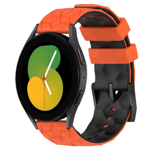 

For Samsung Galaxy Watch 5 40mm 20mm Football Pattern Two-Color Silicone Watch Band(Orange+Black)