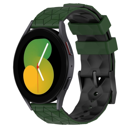 

For Samsung Galaxy Watch 5 40mm 20mm Football Pattern Two-Color Silicone Watch Band(Armygreen+Black)