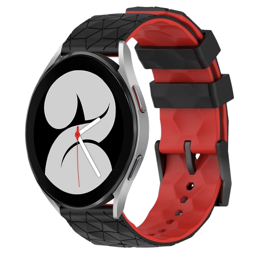 

For Samsung Galaxy Watch 4 40mm 20mm Football Pattern Two-Color Silicone Watch Band(Black+Red)
