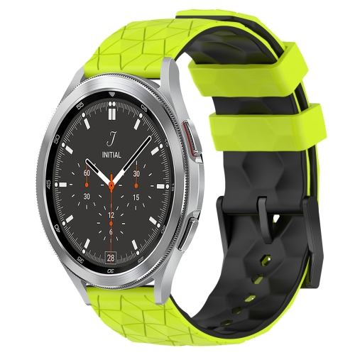 

For Samsung Galaxy Watch 4 Classic 46mm 20mm Football Pattern Two-Color Silicone Watch Band(Lime Green + Black)