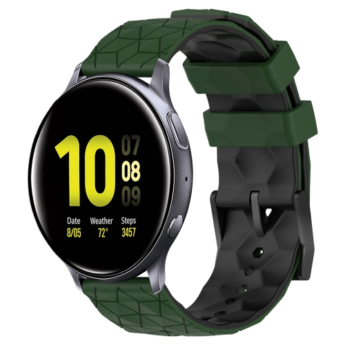 

For Samsung Galaxy Watch Active 2 40mm 20mm Football Pattern Two-Color Silicone Watch Band(Armygreen+Black)