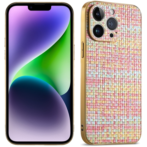 For iPhone 14 Plus Suteni Electroplated Woven Cloth PU Soft TPU Phone Case(Rainbow)
For iPhone 14 Plus Suteni Electroplated Woven Cloth PU Soft TPU Phone Case(Rainbow)
