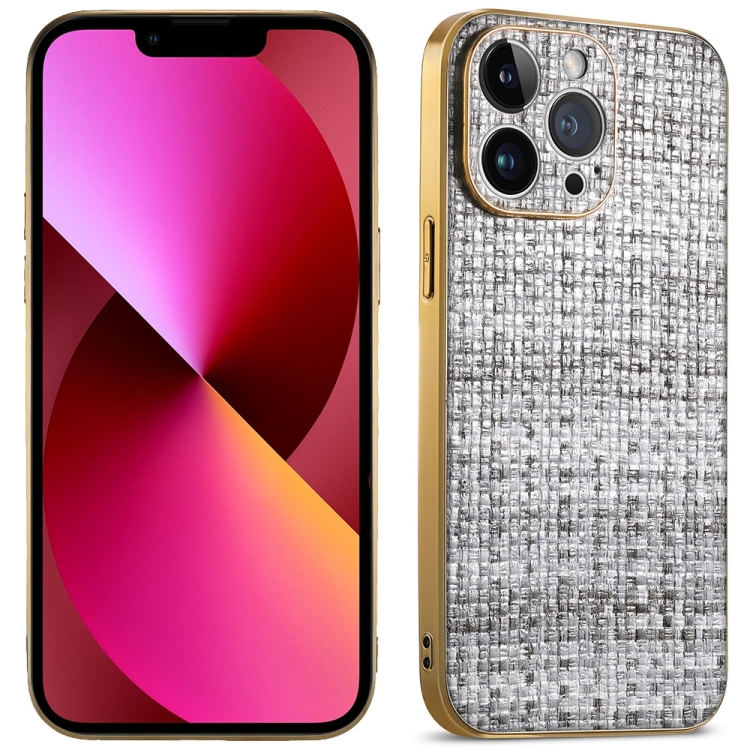 For iPhone 13 Suteni Electroplated Woven Cloth PU Soft TPU Phone Case(Black Gray)
For iPhone 13 Suteni Electroplated Woven Cloth PU Soft TPU Phone Case(Black Gray)