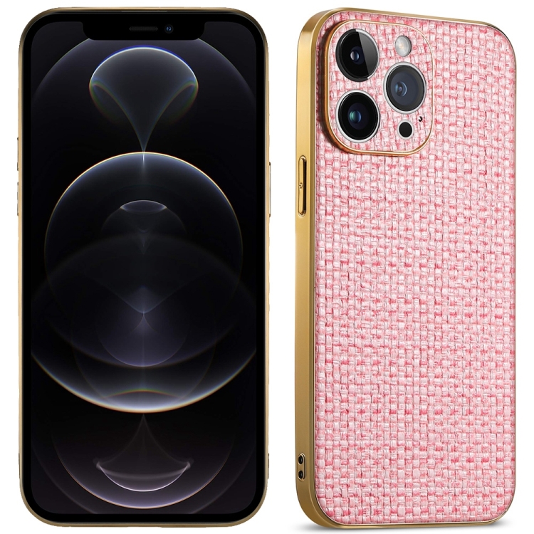 For iPhone 12 Pro Suteni Electroplated Woven Cloth PU Soft TPU Phone Case(Pink)
For iPhone 12 Pro Suteni Electroplated Woven Cloth PU Soft TPU Phone Case(Pink)