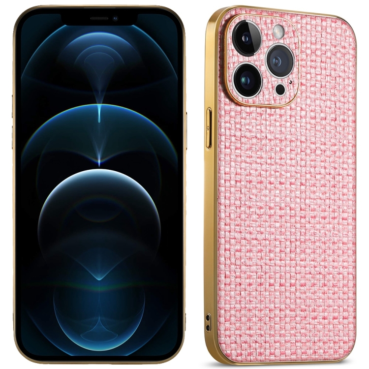 For iPhone 12 Pro Max Suteni Electroplated Woven Cloth PU Soft TPU Phone Case(Pink)
For iPhone 12 Pro Max Suteni Electroplated Woven Cloth PU Soft TPU Phone Case(Pink)