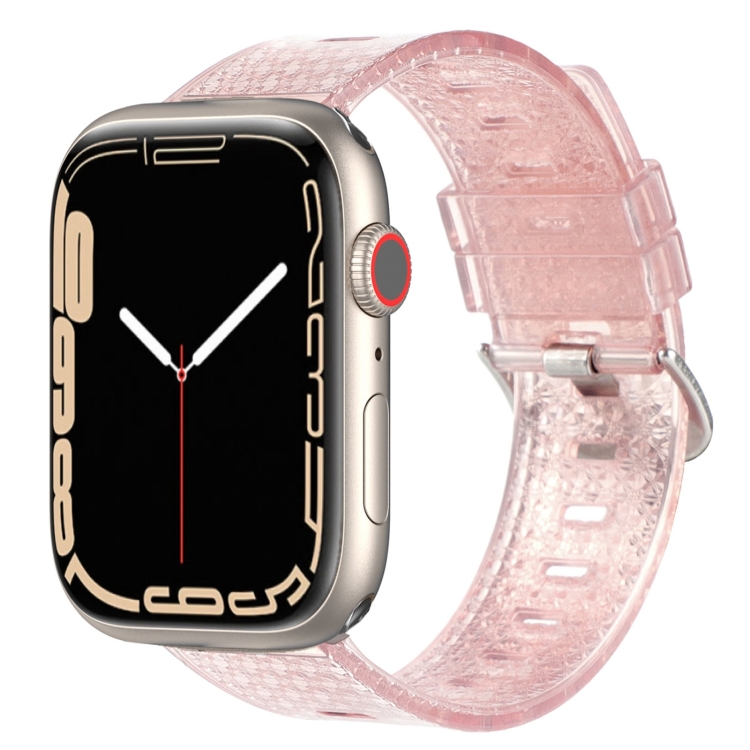 Transparent Shiny Diamond TPU Watch Band For Apple Watch Series 8&7 41mm / SE 2&6&SE&5&4 40mm / 3&2&1 38mm(Pink)
Transparent Shiny Diamond TPU Watch Band For Apple Watch Series 8&7 41mm / SE 2&6&SE&5&4 40mm / 3&2&1 38mm(Pink)