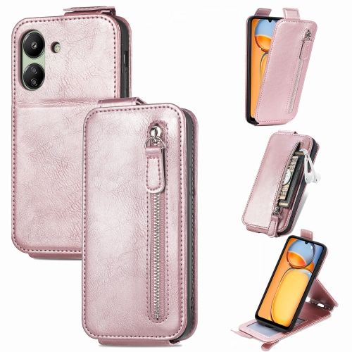 

For Xiaomi Redmi 13C Zipper Wallet Vertical Flip Leather Phone Case(Pink)