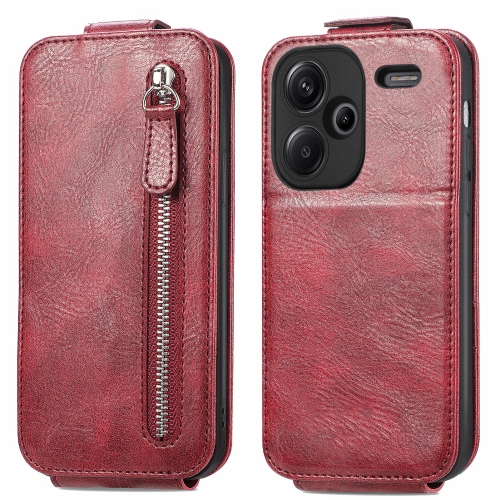 

For Xiaomi Redmi Note 13 Pro+ Zipper Wallet Vertical Flip Leather Phone Case(Red)