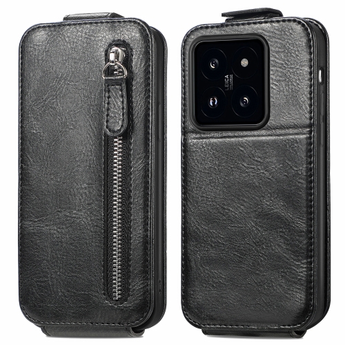 

For Xiaomi 14 Pro Zipper Wallet Vertical Flip Leather Phone Case(Black)