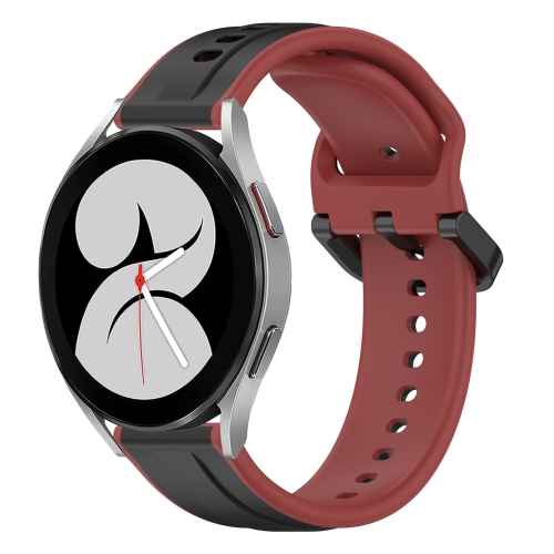 

For Samsung Galaxy Watch 4 40mm 20mm Convex Loop Two-Color Silicone Watch Band(Black+Red)