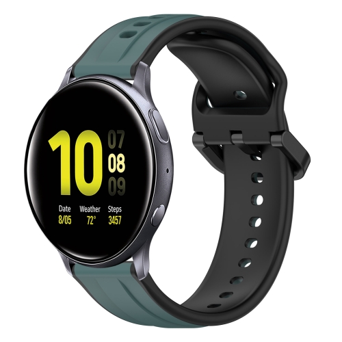 

For Samsung Galaxy Watch Active 2 40mm 20mm Convex Loop Two-Color Silicone Watch Band(Olive Green + Black)