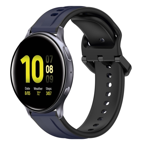 

For Samsung Galaxy Watch Active 2 44mm 20mm Convex Loop Two-Color Silicone Watch Band(Midnight Blue + Black)