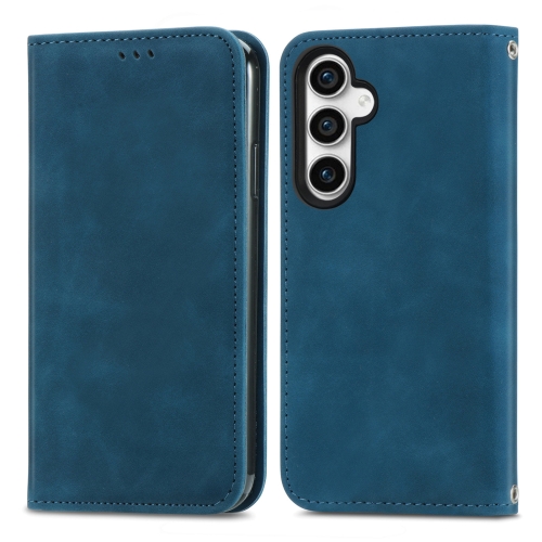 

For Samsung Galaxy S23 FE 5G Retro Skin Feel Magnetic Leather Phone Case(Blue)