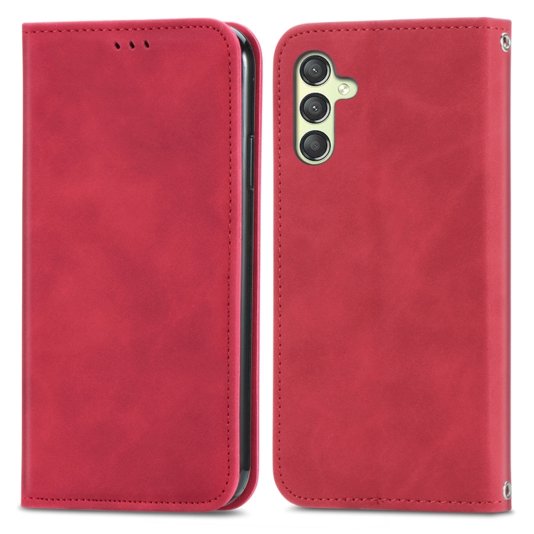For Samsung Galaxy A24 5G Retro Skin Feel Magnetic Leather Phone Case(Red)
For Samsung Galaxy A24 5G Retro Skin Feel Magnetic Leather Phone Case(Red)