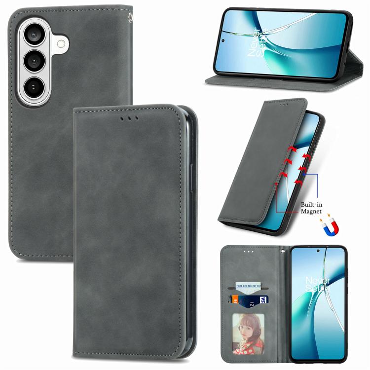 For Samsung Galaxy S26 5G Retro Skin Feel Magnetic Leather Phone Case(Gray)
For Samsung Galaxy S26 5G Retro Skin Feel Magnetic Leather Phone Case(Gray)