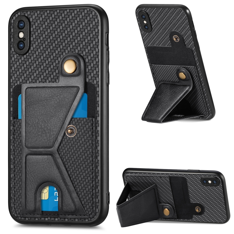 For iPhone X / XS Carbon Fiber Wallet Flip Card K-shaped Holder Phone Case(Black)
For iPhone X / XS Carbon Fiber Wallet Flip Card K-shaped Holder Phone Case(Black)