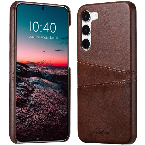 

For Samsung Galaxy S24+ 5G teni Calf Texture Back Cover Phone Case with Card Slots(Brown)