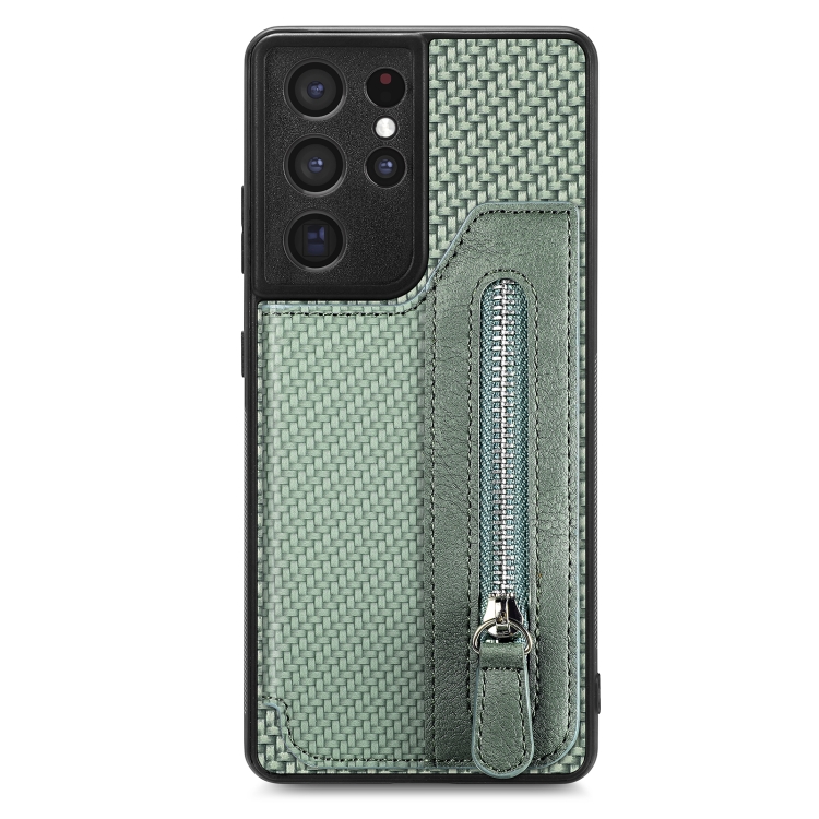 For Samsung Galaxy S21 Ultra 5G Carbon Fiber Horizontal Flip Zipper Wallet Phone Case(Green)
For Samsung Galaxy S21 Ultra 5G Carbon Fiber Horizontal Flip Zipper Wallet Phone Case(Green)